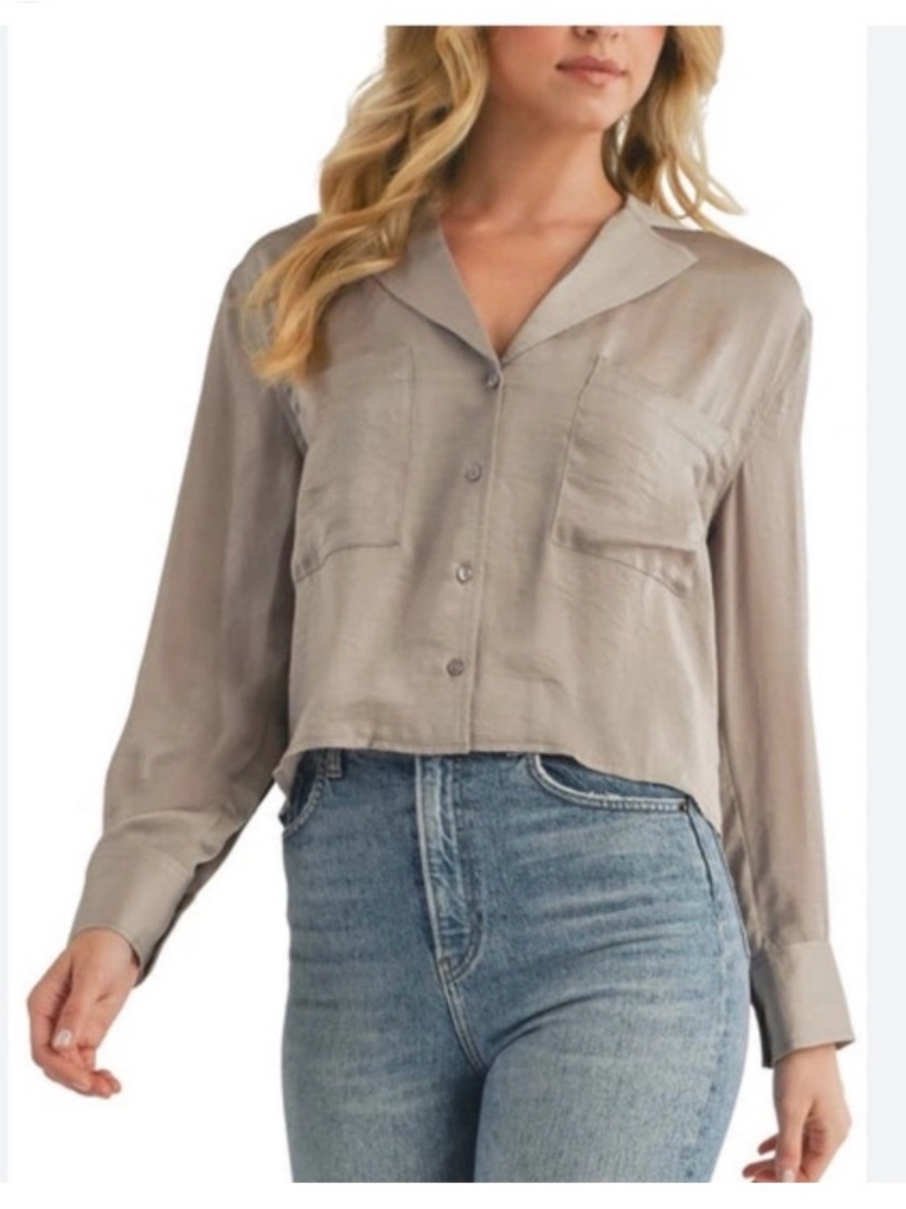 Lush Taupe Button-Down Collared Women's Shirt
